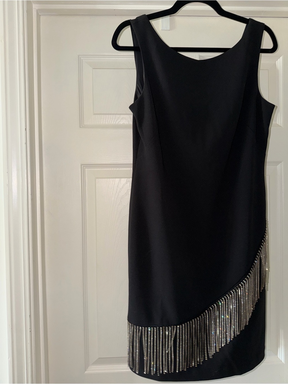 eliza j cocktail dresses black | | Sleeveless Fringe Hem Dress By Eliza J Style:US12 Summer Dress & Light colorgrp-50511 Boat neck